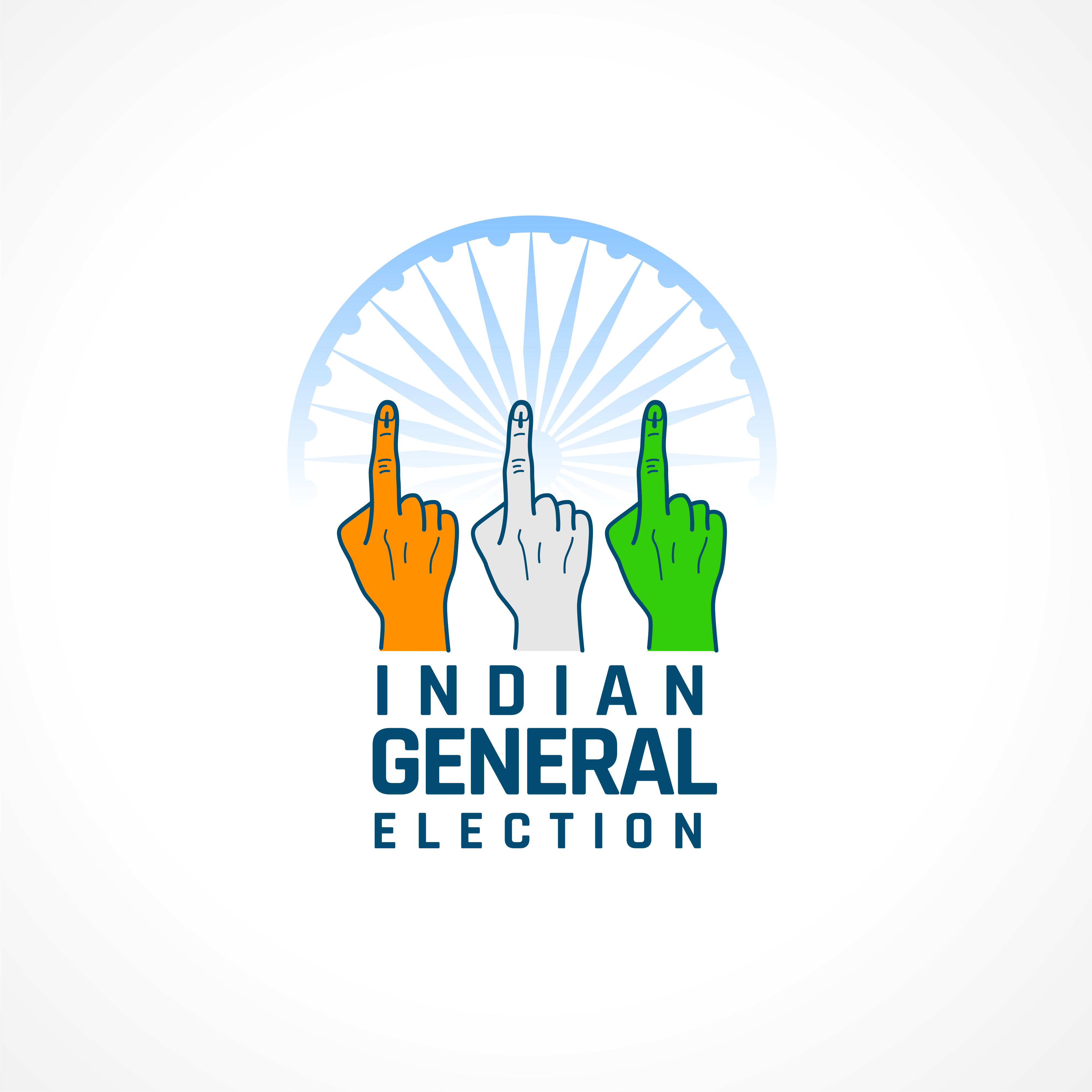vote india general election background with tricolor voters finger vector